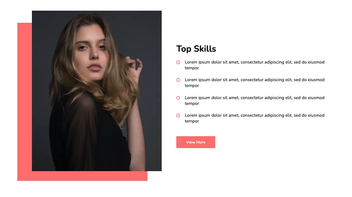 Skill Set For Website: Skill Set Section With Pointers For Desktop